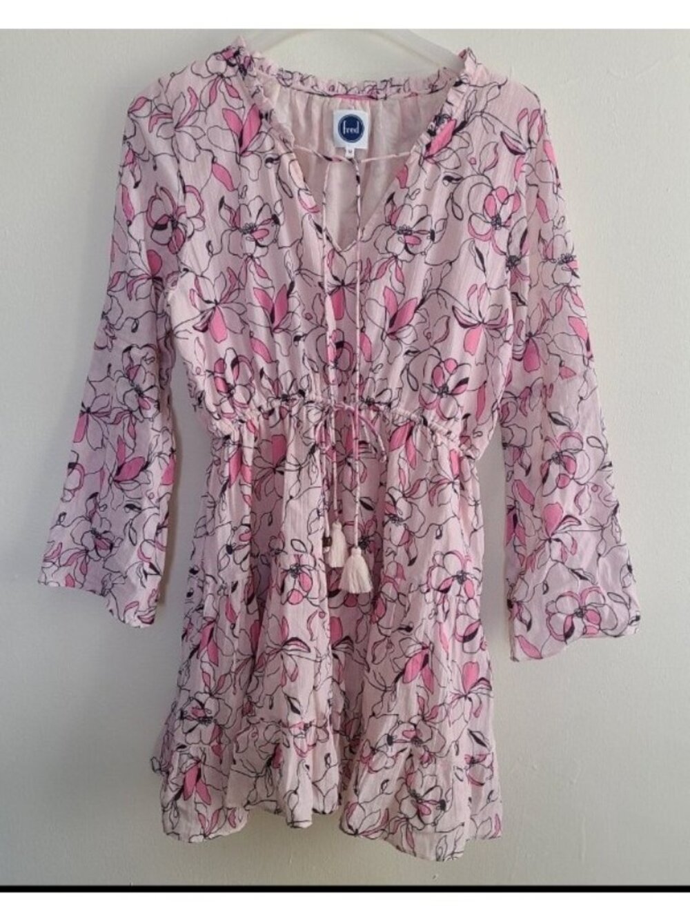 The Fred Dress Floral Pink Fringes Size M